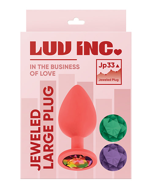 Luv Inc. Jeweled Silicone Butt Plug - Pink Sparkle Product Image.