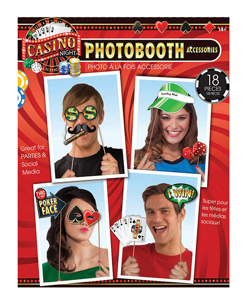 Accesorios divertidos para fotomatón de casino - Juego de 18 🎲 Product Image.