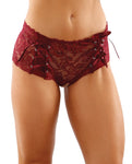 Enchanted Elegance: Magnolia Stretch Lace Crotchless Panty with Ribbon Lace-Up Front