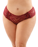 Bottoms Up Magnolia Stretch Lace Crotchless Panty with Ribbon Lace-Up Front