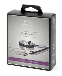 Fifty Shades of Grey Play Nice Satin & Lace Collar with Adjustable Nipple Clamps