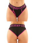 Paquete Vibes Buddy: calzoncillo de malla deportiva Thicc para niño y tanga de encaje en negro/rosa