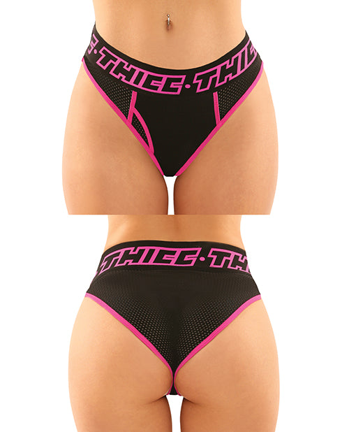 Paquete Vibes Buddy: calzoncillo de malla deportiva Thicc para niño y tanga de encaje en negro/rosa Product Image.