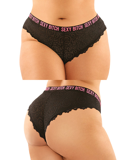 Vibes Buddy Sexy Bitch Lace Panty & Micro Thong Set - Queen Size - featured product image.