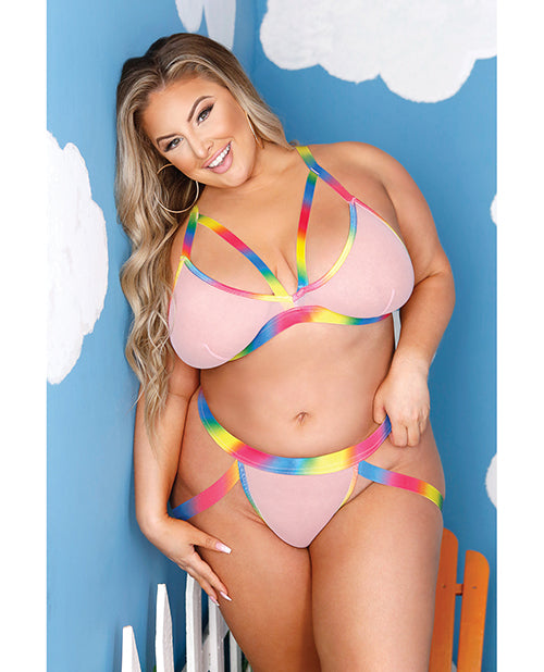 Conjunto de bralette y braguitas enjauladas Rainbow Queen - featured product image.