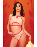 Conjunto de top halter con aberturas y braguitas atrevidas en color nude de Just Peachy