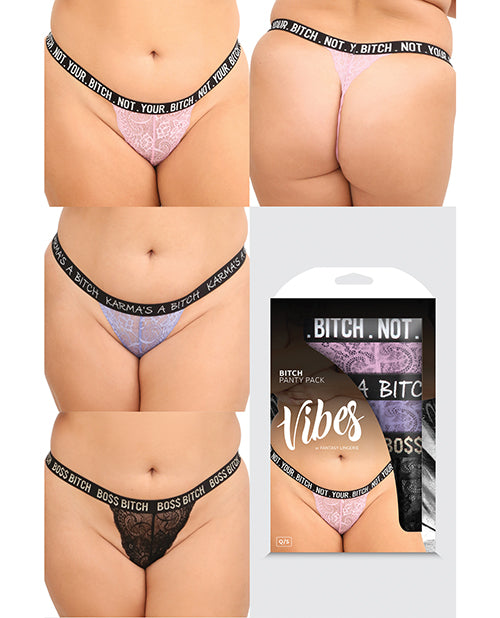 Vibes Bitch 3 Pack Lace Panty Set - Empowerment Collection Product Image.