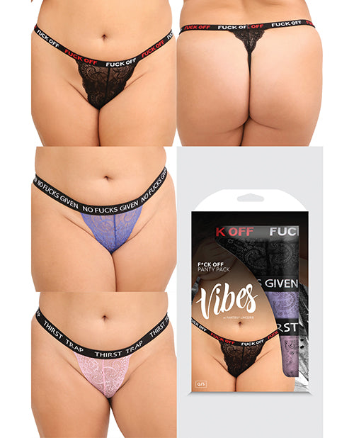 Vibes Fuck 3 Pack Lace Thongs - Assorted Colours - featured product image.