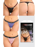 Vibes Fuck 3 Pack Lace Thongs - Assorted Colours