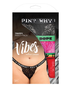 Vibes Trippy 3 Pack Lace Thongs