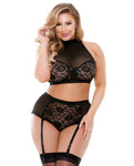 Conjunto seductor de sujetador halter y braguitas con liga Katia de Curve