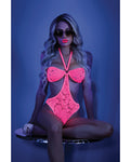 Neon Pink Glow Halter Bodysuit with Open Sides ðŸŒŸ