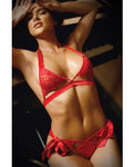 Vixen Red Lace Bra & Side Tie Panty