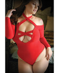 Vixen Havana Nights Red Long Sleeve Bodysuit - Queen Size