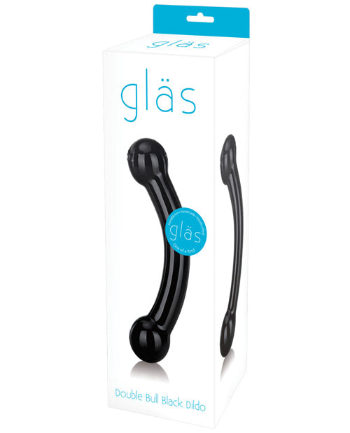 Glas Double Bull Glass Dildo in Black - Elegance in Pleasure Product Image.