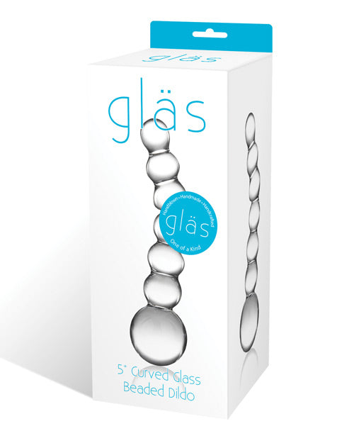 gläs Curved Glass Beaded Dildo Product Image.