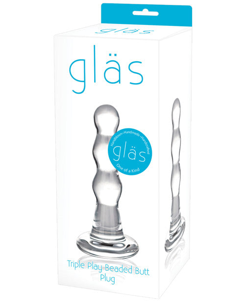 Glas Triple Play Beaded Butt Plug - Ultimate Luxury Anal Pleasure Product Image.