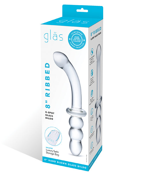 Shop for the Glas 8" Ribbed G-Spot Glass Dildo: Ultimate G-Spot Pleasure at My Ruby Lips