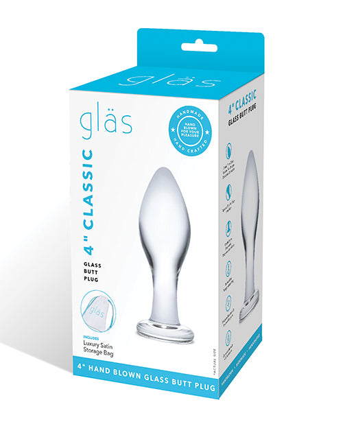 Plug anal transparente clásico Glas de 4" - La felicidad del principiante - featured product image.