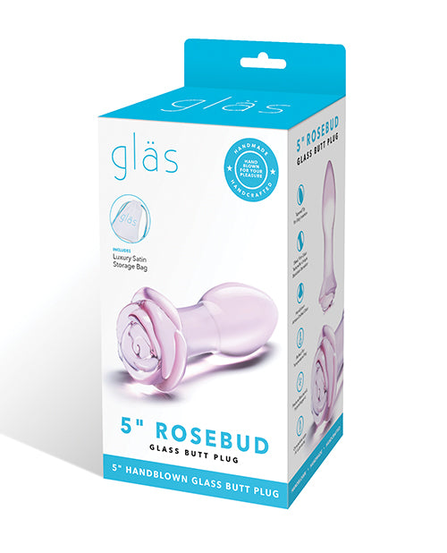 Glas Plug Anal de Vidrio Rosebud de 5" - Rosa - featured product image.