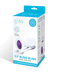Glas 3.5" Bling Bling Glass Butt Plug in Clear