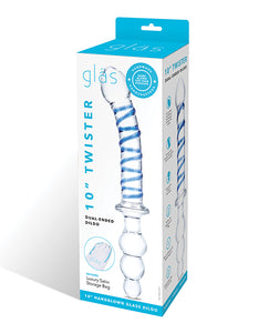 Glas 10" Twister Dual Ended Dildo in Blue