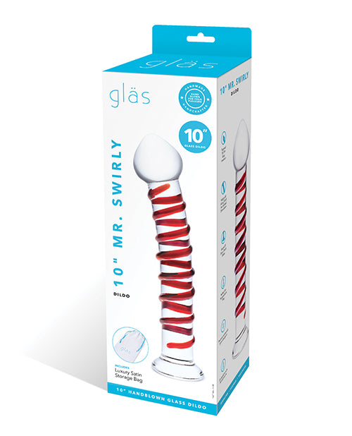 Glas 10" Mr. Swirly Dildo in Captivating Red: A Sensational Journey of Pleasure Product Image.