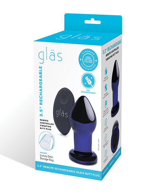 Glas Blue Rechargeable Vibrating Butt Plug - Beginner's Delight Product Image.