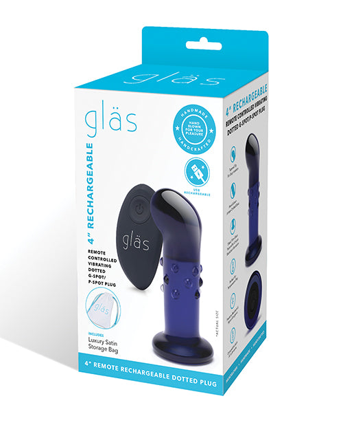 Glas 4" Blue Rechargeable Vibrating G/P Spot Plug - featured product image.