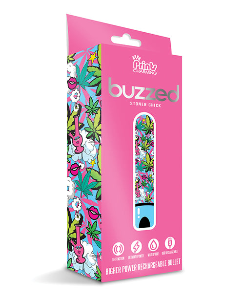 Shop for the Buzzed 3.5" Rechargeable Bullet - Stoner Chick Blue: Powerful, Customisable, Eco-Friendly at My Ruby Lips