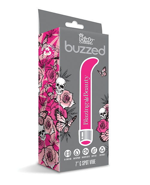 Vibrador para punto G Buzzed de 7" - Blazing Beauty Pink: placer sostenible - featured product image.