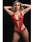 Glamorous Open Halter Teddy with Heart Clasp