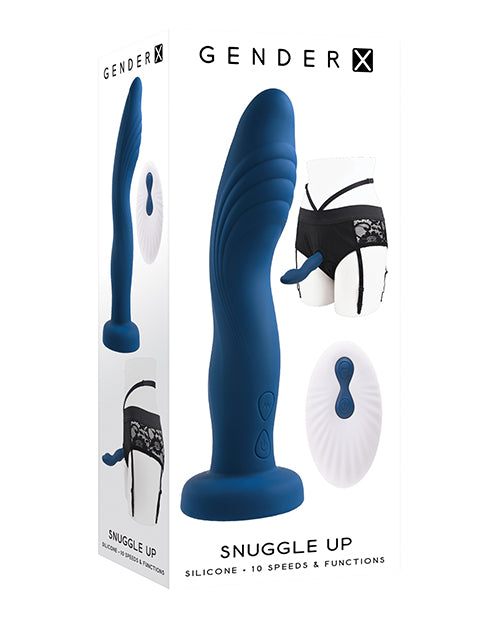 Vibrador con correa y motor dual Gender X Snuggle Up - Azul - featured product image.
