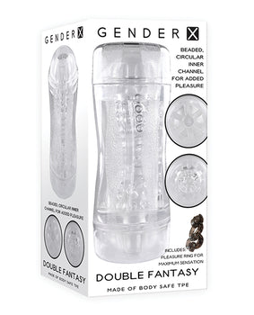 Gender X Double Fantasy - Clear: Dual-Ended Stroker with Vibrating Ring - Featured Product Image