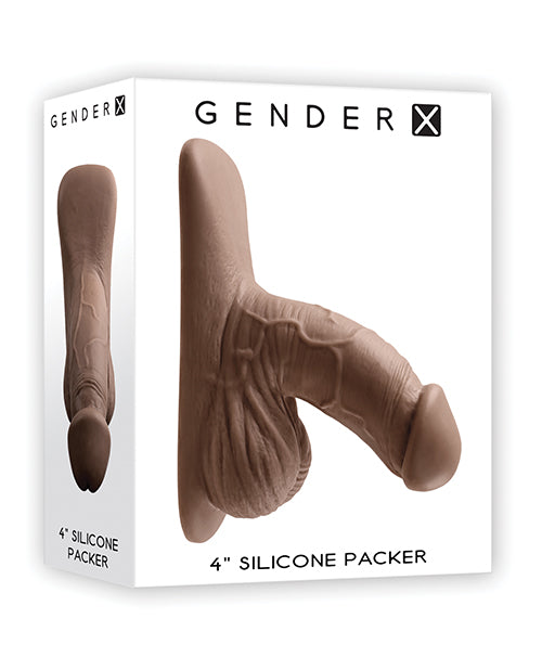 Gender X 4" Realistic Silicone Packer - Dark - featured product image.