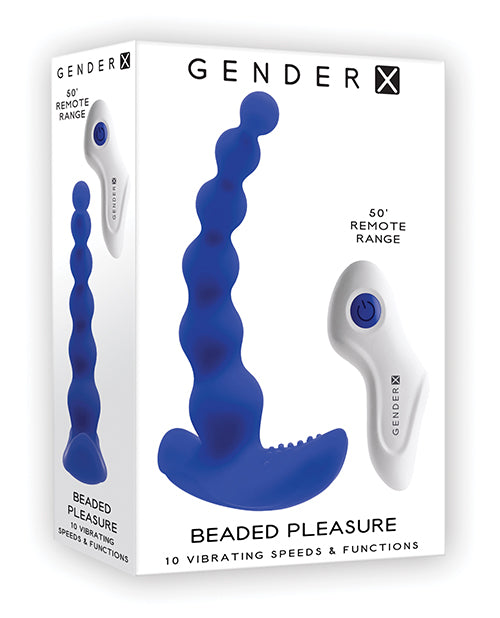 Blue Vibrating Anal Beads with 10 Speeds Product Image.