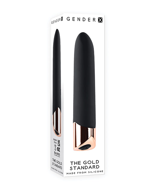 Gender X Rechargeable Silicone Bullet - Black/Rose Gold - 10 Powerful Speeds - featured product image.