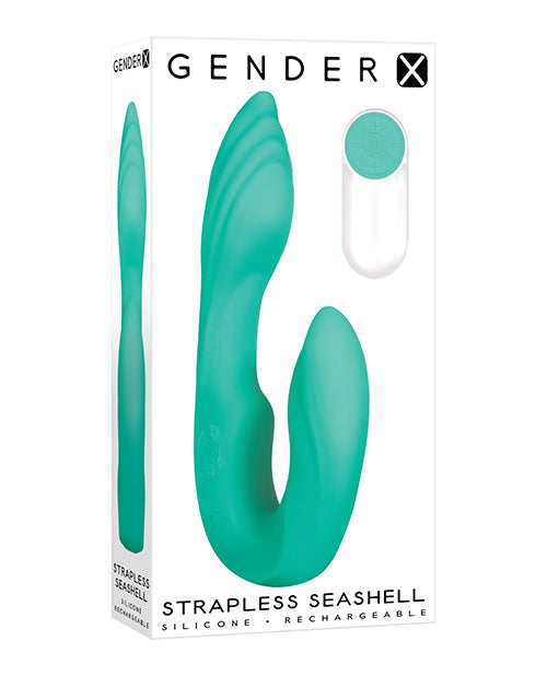 Gender X Teal Strapless Seashell: Dual Vibe with Remote 🌊 - featured product image.