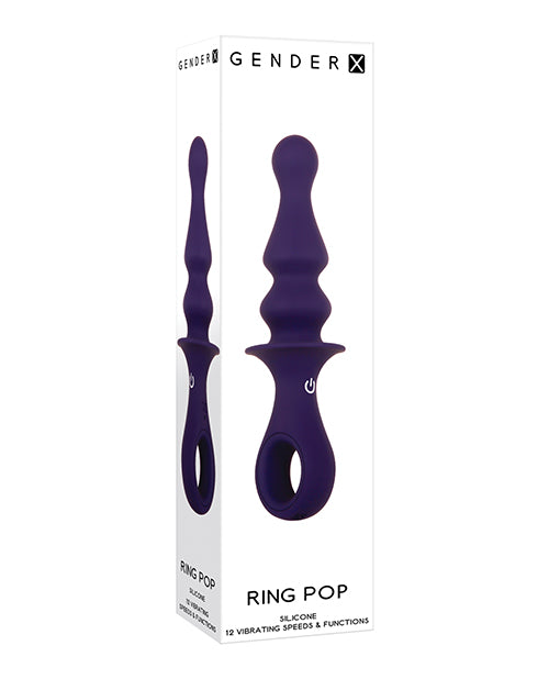 Purple 12-Speed Vibrating Plug: Gender X Ring Pop Product Image.