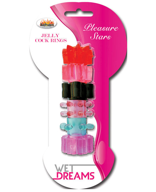 Anillos para el pene de gelatina Pleasure Stars (paquete de 6) - featured product image.