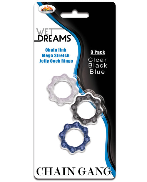 Wet Dreams Chain Gang Cock Rings - Pack of 3 - featured product image.