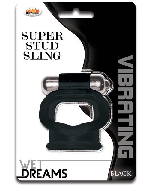 Wet Dreams Super Stud Sling Clear Vibrating Cock Ring by Hott Products - featured product image.