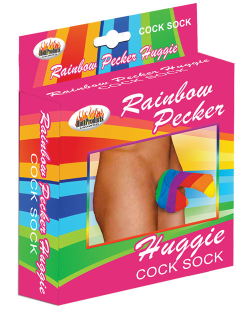 Rainbow Pecker Huggie Sock: Colourful & Comfy Cock Cover - featured product image.