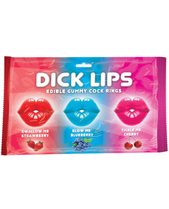 Dicklips Edible Gummy Cock Rings - Assorted Flavours 3-Pack