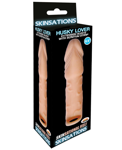 Skinsations Husky Lover 6.5" Realistic Extension Sleeve with Scrotum Strap Product Image.