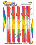 Rainbow Pecker Straws: Pack of 10