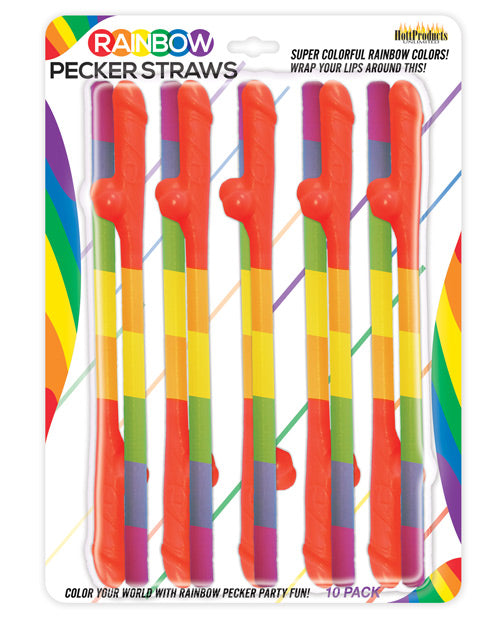 Rainbow Pecker Straws: Pack of 10 - featured product image.