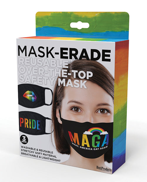 Hott Products Mask-erade Masks - Pride/Gay Again/Rainbow Kiss Pack of 3 - featured product image.