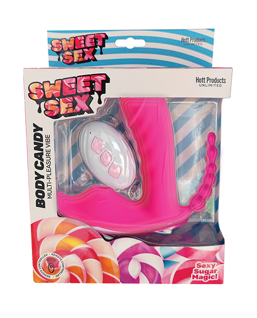 Vibrador de placer múltiple Sweet Sex Body Candy con control remoto - Magenta Product Image.