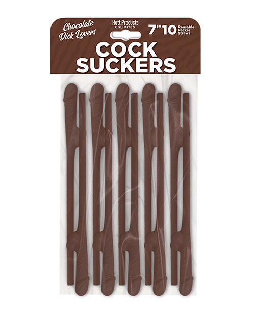 Naughty Chocolate Lovers Pack: 10 Pecker Straws - featured product image.